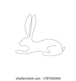 Easter bunny line drawing. Vector illustration