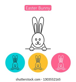 Easter Bunny line icon. Easter egg linear icon. Thin line illustration. Vector outline drawing. Editable stroke.