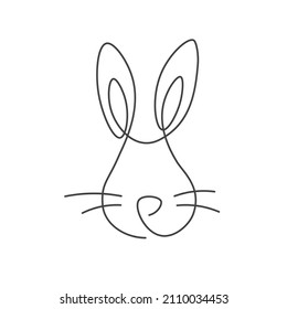 Easter Bunny Linear Icon. One Line Drawing. Vector Illustration Isolated On White Background