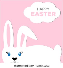 Easter bunny with long ears on a colored background