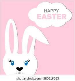 Easter bunny with long ears on a colored background