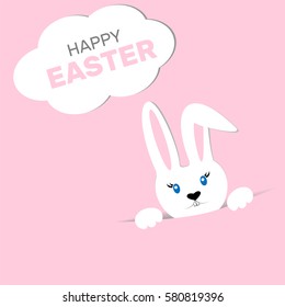 Easter bunny with long ears on a colored background