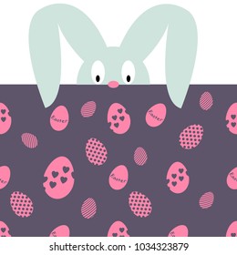 Easter Bunny looking at Easter eggs