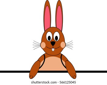 Easter Bunny looks beyond a line