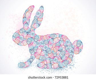 Bunny de Pascua hecho de huevos hechos a mano.