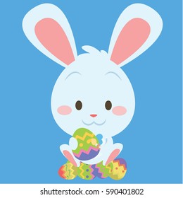 Easter bunny with many egg