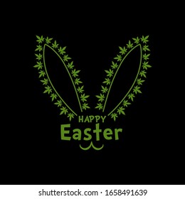 Easter bunny with marijuana  leaves vector illustration