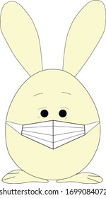 Easter bunny with mask. Cute self isolated egg-rabbit. Vector bunny.