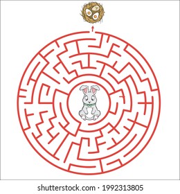 Easter Bunny Maze game  for children Cute cartoon worksheet Vector illustration