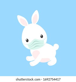 Easter Bunny with a medical mask on his face