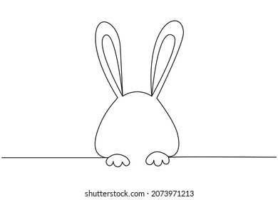 Easter bunny in a minimalist style with one line for a postcard, banner, design.