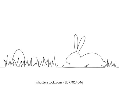 Easter bunny in a minimalist style with one line for a postcard, banner, design.