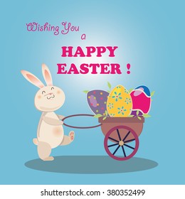 Easter Bunny moves eggs in trolley