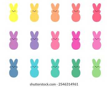 Easter bunny multiclolored icon set. Clipart image isolated on white background