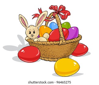 Easter Bunny and Multicolour Easter Eggs