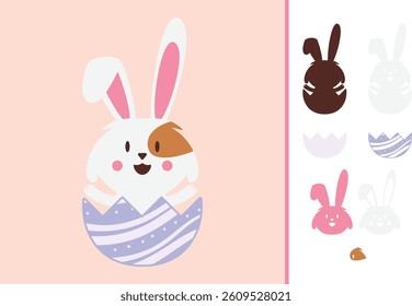 Easter Bunny multilayered 3d paper craft design for crafting