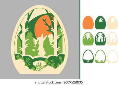 Easter Bunny multilayered 3d paper craft design for crafting