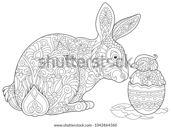 Easter Bunny Newborn Baby Chicken Easter Stock Vector