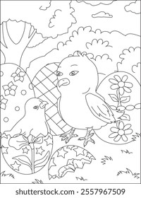 Easter Bunny Newborn Vector Coloring Page