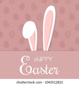Easter bunny on background with eggs. Concept of a card with wishes. Vector.