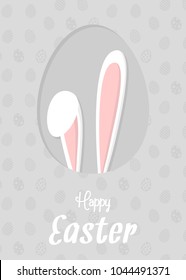 Easter bunny on background with eggs. Concept of a card with wishes. Vector.