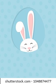 Easter bunny on background with eggs. Layout of a card. Vector.