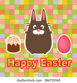 Easter Bunny on a background of squares in different colors