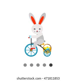 Easter bunny on bicycle flat icon