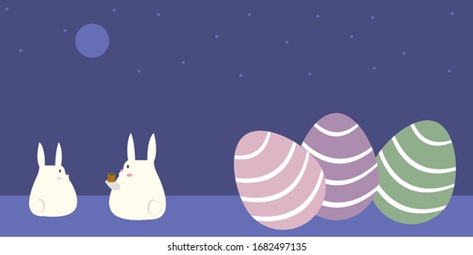 Easter bunny on a blue background.Vector illustration.