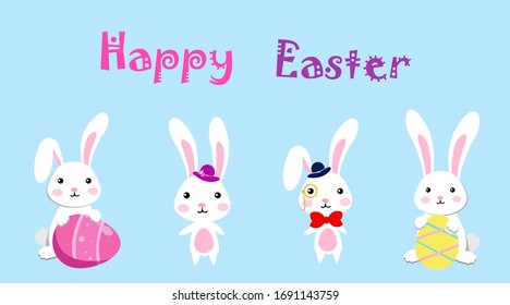 Easter bunny on a blue background.Vector illustration.