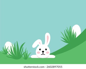 Easter Bunny on Grass Background