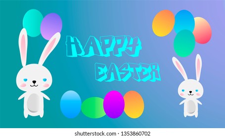 Easter bunny on a green background.