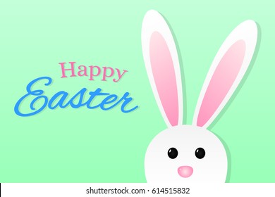 Easter bunny on green background. Vector illustration.