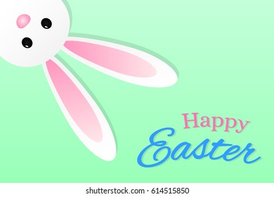 Easter bunny on green background. Vector illustration.