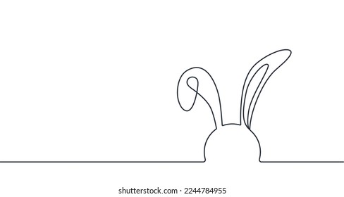 Easter bunny on line vector, traditional hliday rabbit line art. Christian holiday animal symbol. Easter rabbit bunny simple graphic illustration.