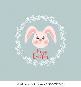 Easter bunny on a turquoise background.