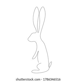 Easter bunny on white background line drawing. Vector illustration