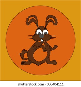 Easter bunny on yellow background, vector illustration for greeting card