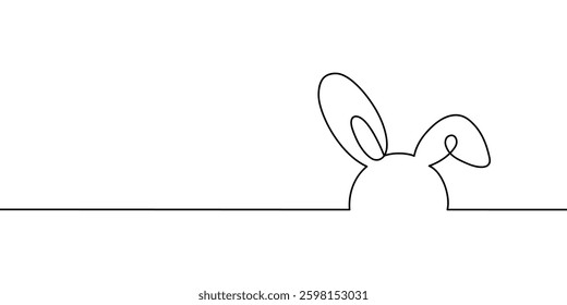 Easter bunny one line vector illustration. Continuous one line drawing of a rabbit on a white background.