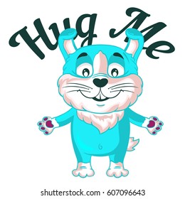 Easter Bunny opens arms for a hug. Cartoon character. Vector illustration.