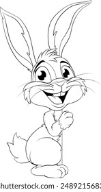 The Easter bunny or other fun rabbit cartoon character peeking around sign illustration
