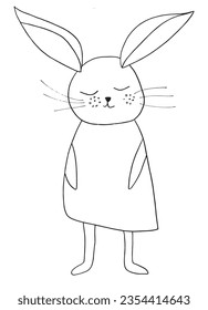 Easter bunny outline illustration vector image. 
Hand drawn easter bunny artwork. 
Simple cute original logo.
Hand drawn vector illustration for posters, cards, t-shirts.