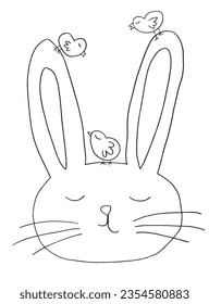 Easter bunny outline illustration vector image. 
Hand drawn easter bunny artwork. 
Simple cute original logo.
Hand drawn vector illustration for posters, cards, t-shirts.