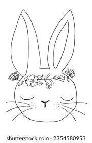 Easter bunny outline illustration vector image. 
Hand drawn easter bunny artwork. 
Simple cute original logo.
Hand drawn vector illustration for posters, cards, t-shirts.