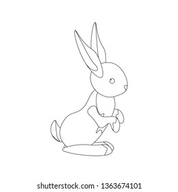 Easter bunny outline on the white background. Vector illustration