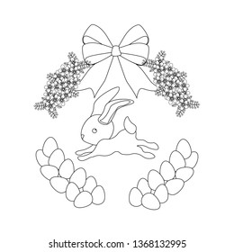Easter bunny outline on the white background. Vector illustration