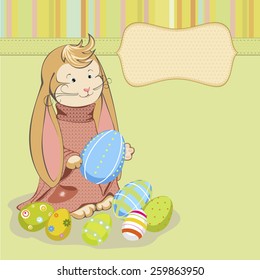 Easter Bunny with painted eggs