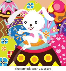 Easter Bunny and Painted Eggs