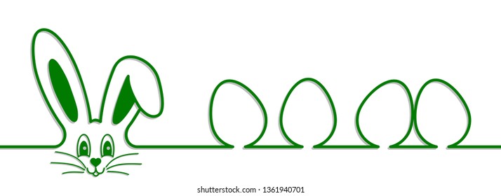 Easter bunny with painted Easter eggs, card decoration - stock vector