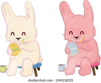 Easter Bunny Painting an Egg